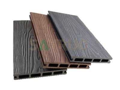Plancher durable facile à installer pont bois plastique composite 3D plancher de grain de bois en relief WPC terrasse de jardin extérieur
