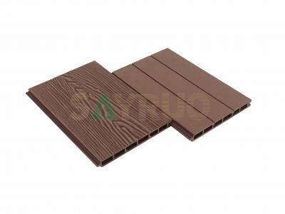 Clôture en composite bois-plastique (WPC) creuse à grain de bois profond, économique et légère, à la texture réaliste et facile à installer.