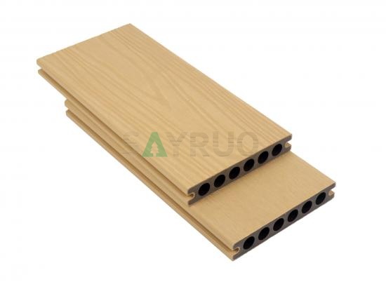Co-extrusion embossed woodgrain composite decking